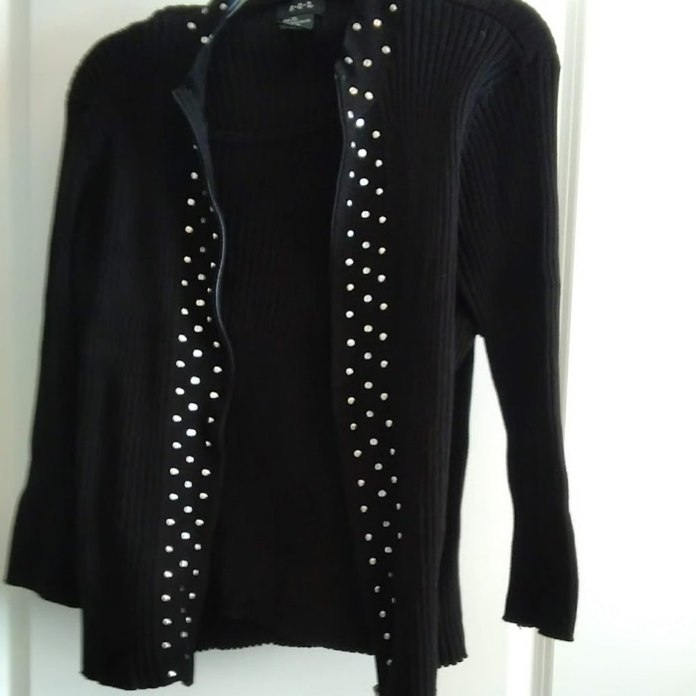 RQT Embellished Faux Cardigan Twinset Sweater - XL